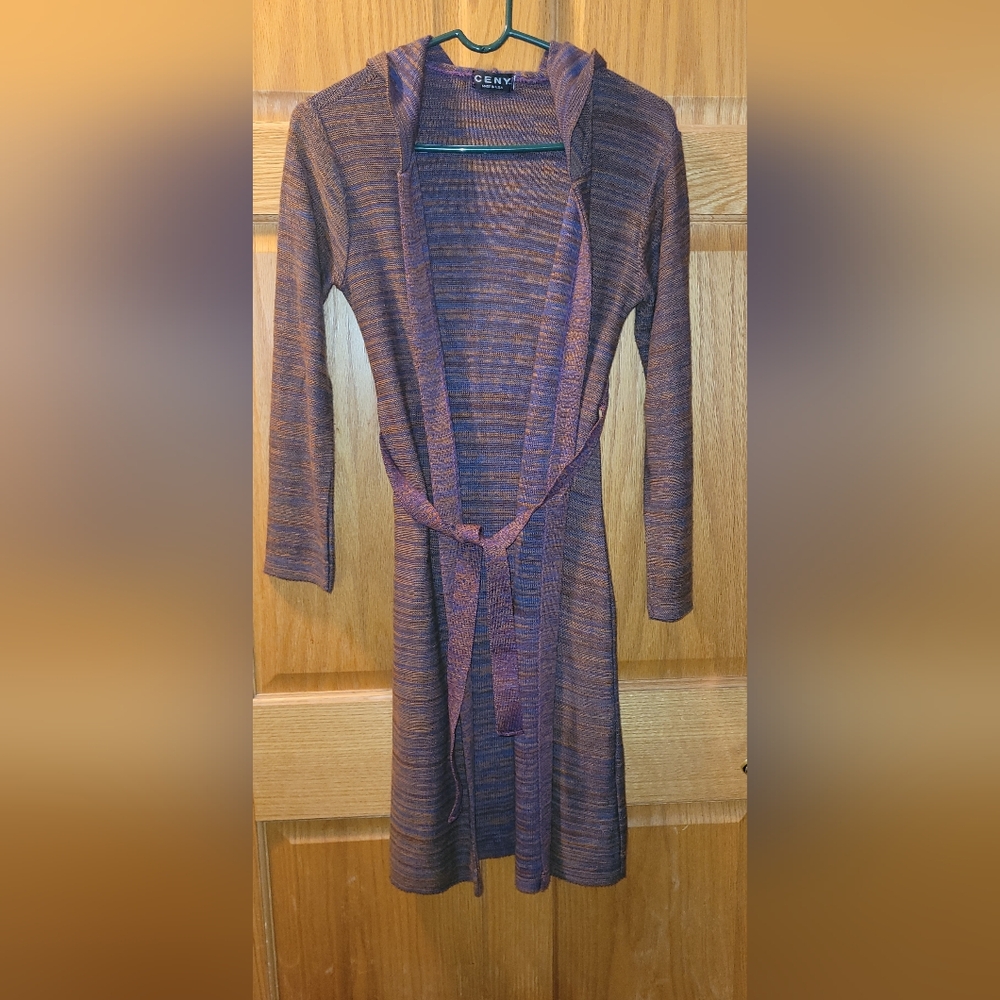 NWOT CENY CARDIGAN SWEATER LARGE WOMENS NICE!! Purples Browns Blues